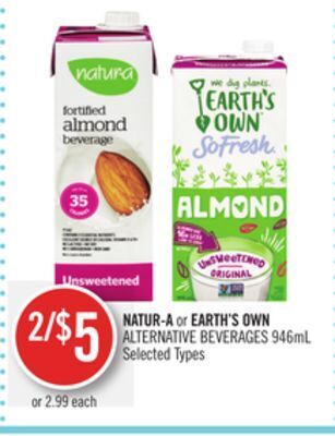 Shoppers Drug Mart Natur-a or earth's own alternative beverages offer