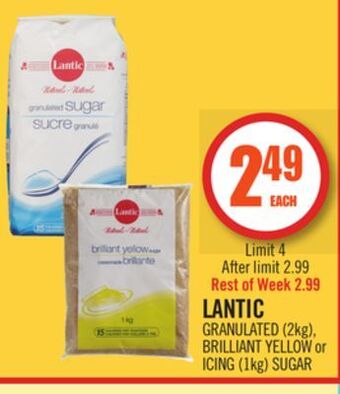 Shoppers Drug Mart Lantic granulated (2kg), brilliant yellow or icing (1kg) sugar offer