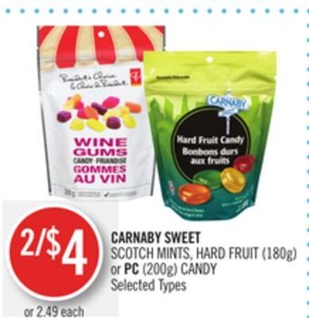 Shoppers Drug Mart Carnaby sweet scotch mints, hard fruit (180g) or pc (200g) candy offer