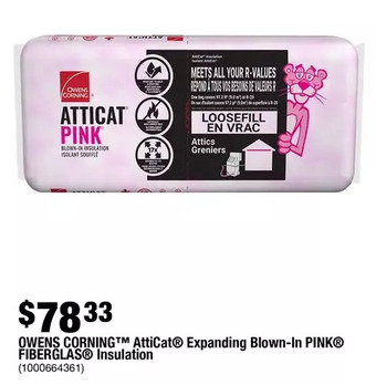 Home Depot Owens corning atticat expanding blown-in pink fiberglas insulation offer