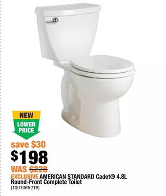Home Depot American standard cadet 4.8l round-front complete toilet offer