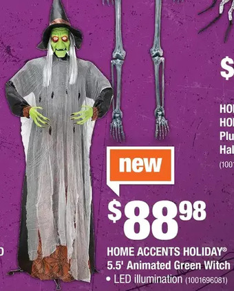 Home Depot Home accents holiday 5.5' animated green witch offer