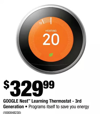 Home Depot Google nest learning thermostat - 3rd generation offer