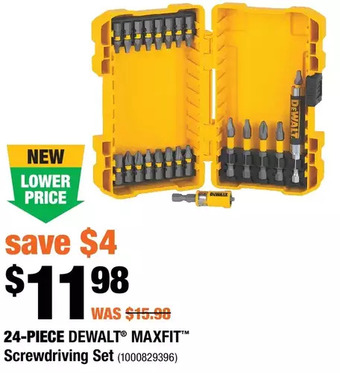 Home Depot 24-piece dewalt maxfit screwdriving set offer