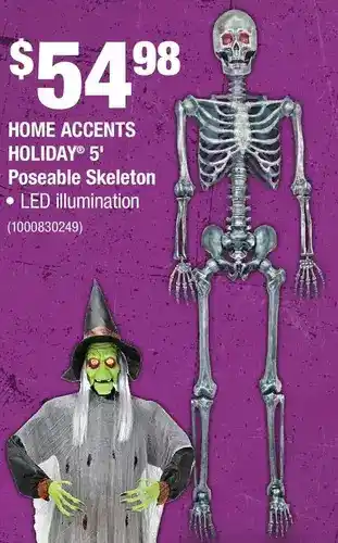 Home Depot Home accents holiday 5' poseable skeleton offer