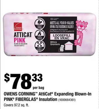 Home Depot Owens corning atticat expanding blown-in pink fiberglas insulation offer