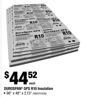 Home Depot Durospan gps r10 insulation offer