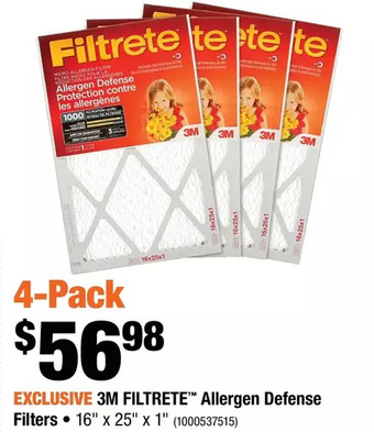 Home Depot 3m filtrete allergen defense filters offer