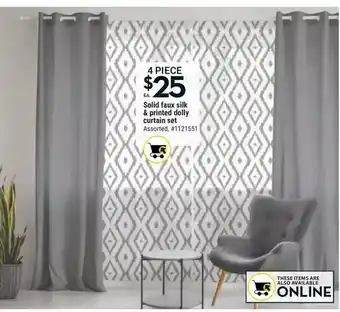 Giant Tiger Solid faux silk & printed dolly curtain set offer