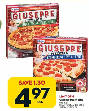 Giant Tiger Giuseppe frozen pizza offer