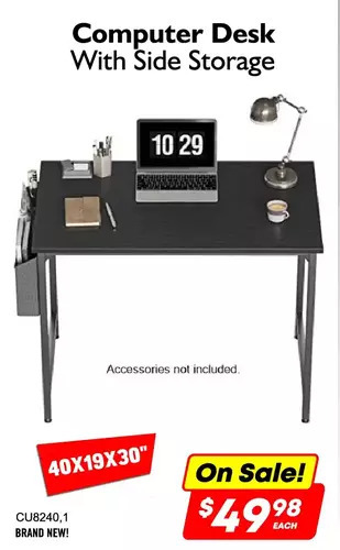 Computer desk with side storage