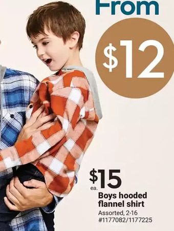 Giant Tiger Boys hooded flannel shirt offer