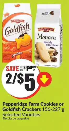 FreshCo Pepperidge farm cookies or goldfish crackers offer