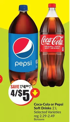 FreshCo Coca-cola or pepsi soft drinks offer