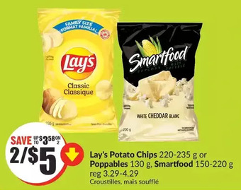 FreshCo Lay's potato chips or poppables, smartfood offer