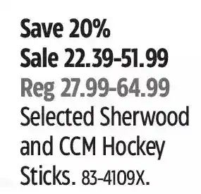 Canadian Tire Sherwood and ccm hockey sticks offer