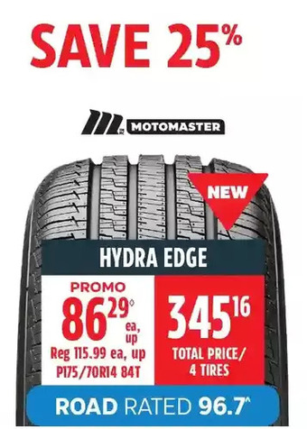 Canadian Tire Motomaster hydra edge tires offer