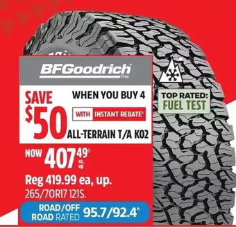 Canadian Tire Bfgoodrich all-terrain t/a k02 offer