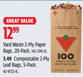 Canadian Tire Yard waste 2-ply paper bags offer