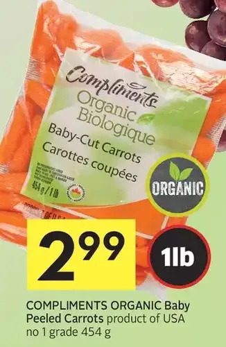 Foodland Compliments organic baby peeled carrots offer