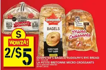 Food Basics Dempster's bagels, rudolph's rye bread or la petite bretonne micro croissants offer