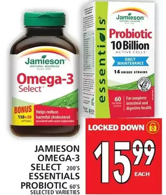 Food Basics Jamieson omega-3 select | essentials probiotic offer