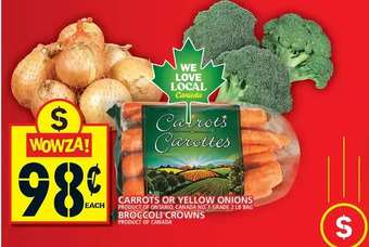 Food Basics Carrots or yellow onions | broccoli crowns offer