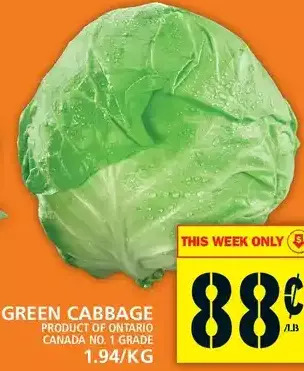 Food Basics Green cabbage offer