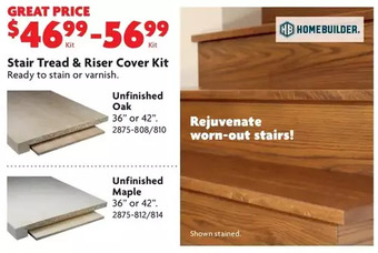Home Hardware Stair tread & riser cover kit: unfinished oak | unfinished maple offer