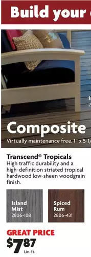 Home Hardware Transcend tropicals composite decking offer