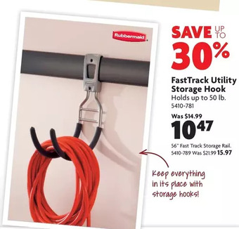 Home Hardware Fasttrack utility storage hook | 56" fast track storage rail offer