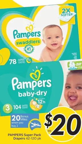 Sobeys Pampers super pack diapers offer