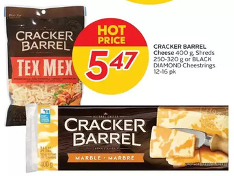 Sobeys Cracker barrel cheese, shreds or black diamond cheestrings offer