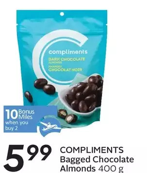 Sobeys Compliments bagged chocolate almonds offer