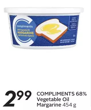 Sobeys Compliments 68% vegetable oil margarine offer