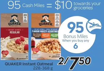 Sobeys Quaker instant oatmeal offer
