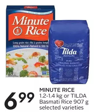 Sobeys Minute rice or tilda basmati rice offer
