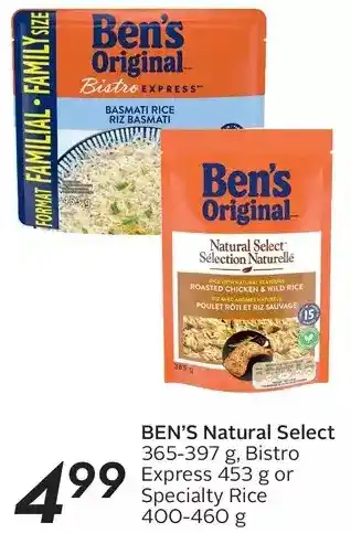 Sobeys Ben's natural select, bistro express or specialty rice offer
