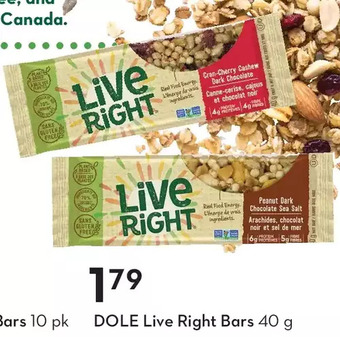 Sobeys Dole live right bars offer