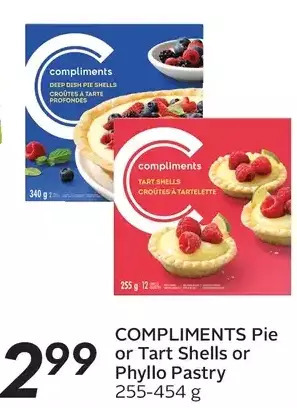 Sobeys Compliments pie or tart shells or phyllo pastry offer