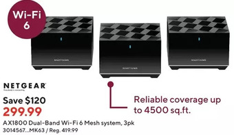 Staples Netgear ax1800 dual-band wi-fi 6 mesh system offer