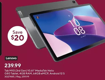 Staples Lenovo tab m10 (3rd gen) offer