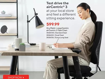 Staples Gry mattr + ergocentric aircentric 3 task chair offer