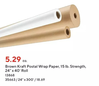 Staples Brown kraft postal wrap paper offer