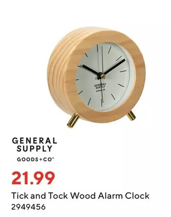 Staples Tick and tock wood alarm clock offer