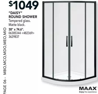 Lowe's Maax "daisy" round shower offer