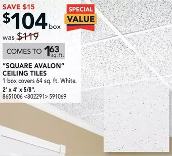 Lowe's Certainteed ''square avalon'' ceiling tiles offer