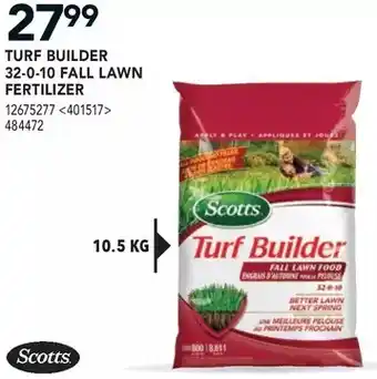 Lowe's Scotts turf builder 32-0-10 fall lawn fertilizer offer
