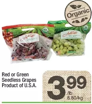 Highland Farms Red or green seedless grapes offer