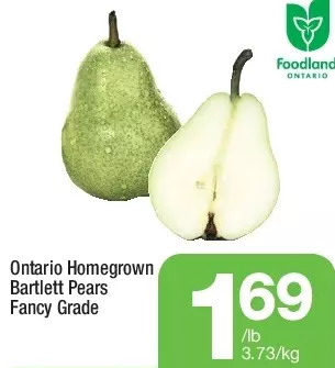 Highland Farms Ontario homegrown bartlett pears offer